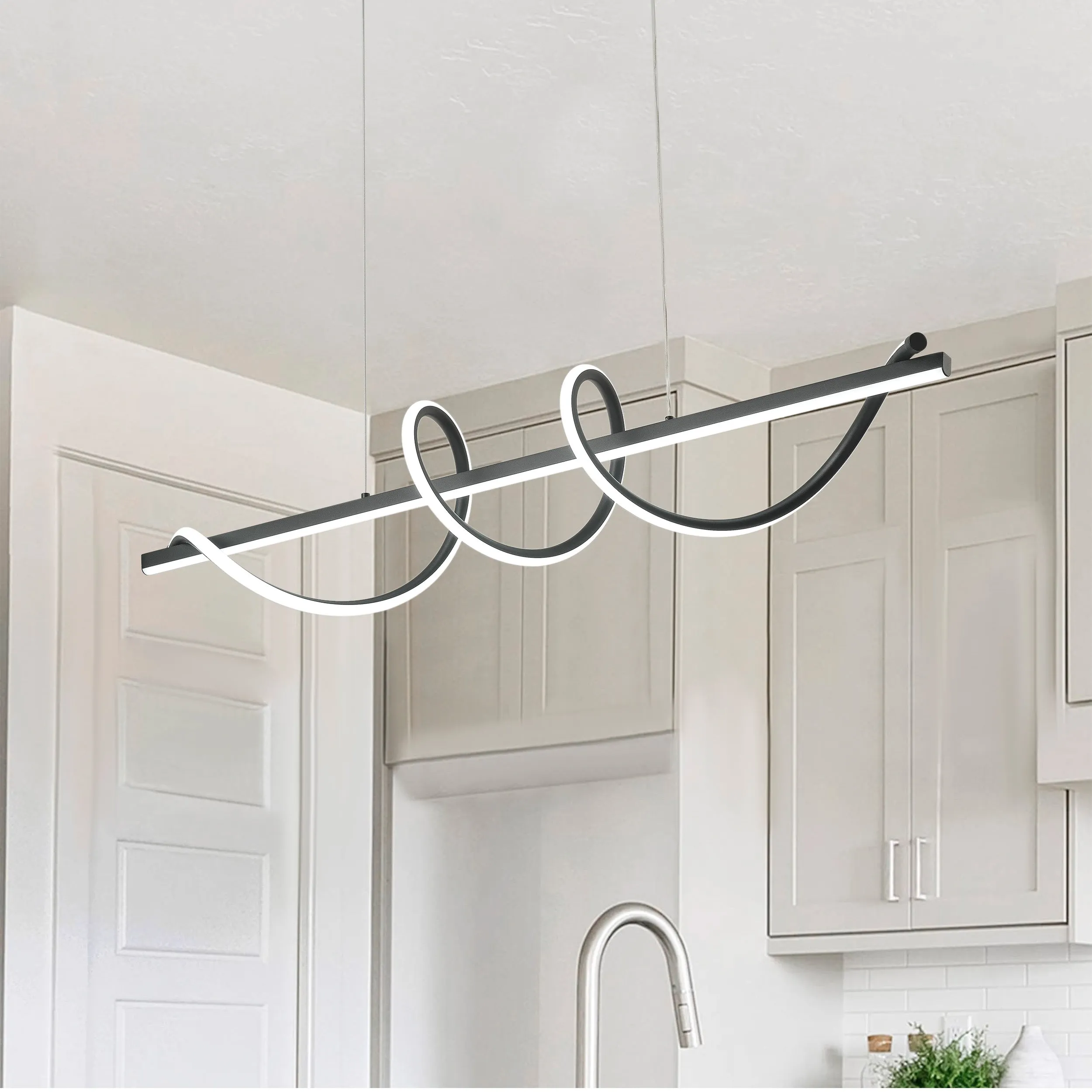 1-Light Modern Style Dcurved Wrap-Around Shape LED Chandelier