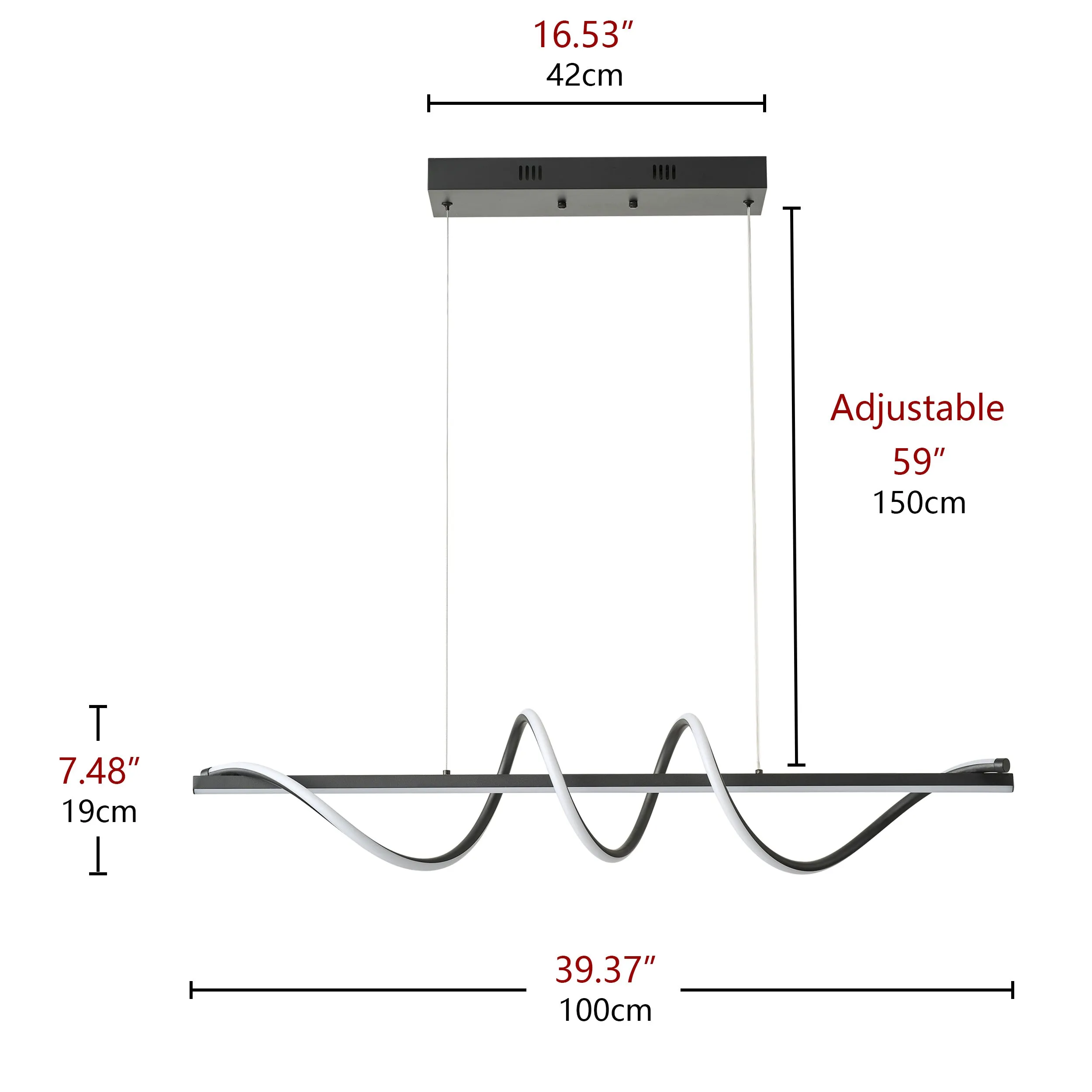 1-Light Modern Style Dcurved Wrap-Around Shape LED Chandelier
