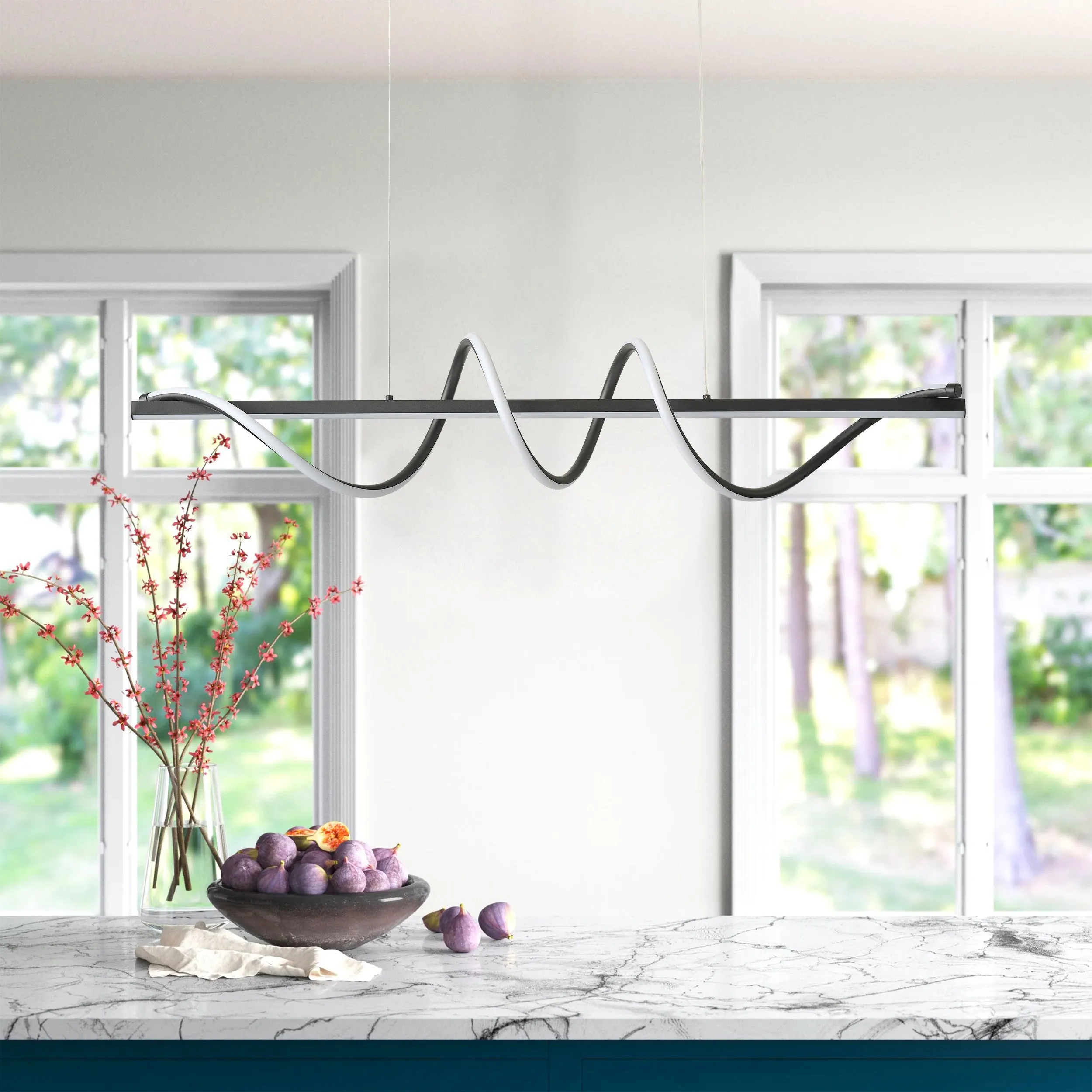 1-Light Modern Style Dcurved Wrap-Around Shape LED Chandelier