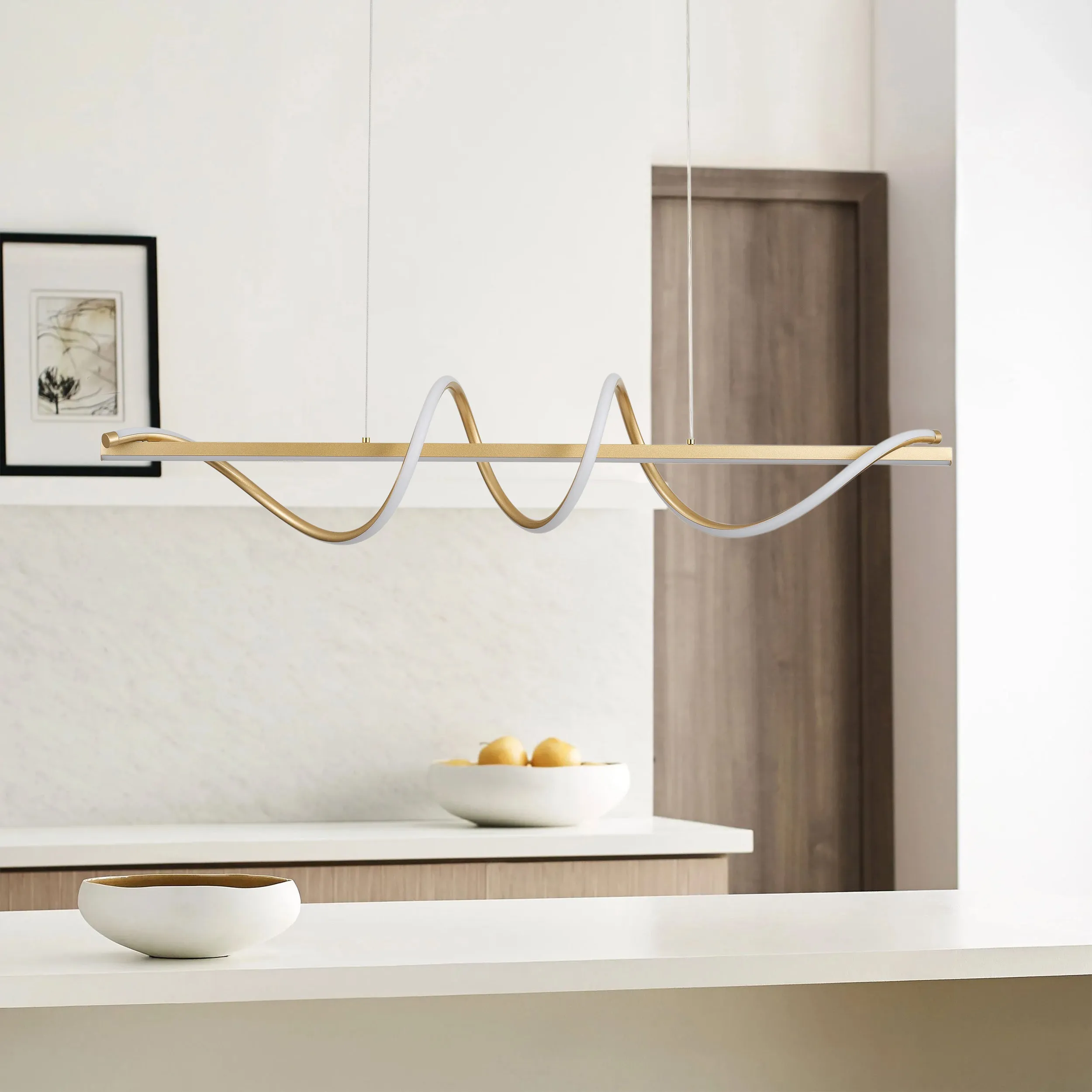 1-Light Modern Style Dcurved Wrap-Around Shape LED Chandelier