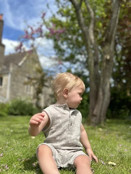 Arlo Romper in Grey Garden
