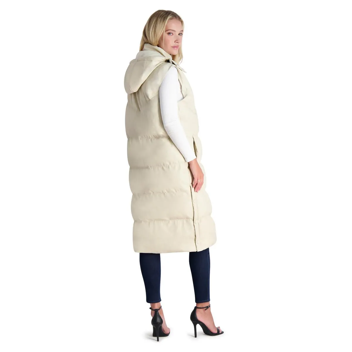 Avec Les Filles Faux Leather Maxi Puffer Vest for Women