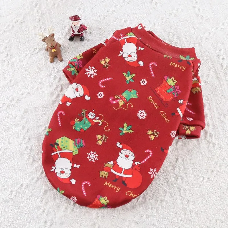 Big dog cat plus velvet Christmas vests spring, autumn and winter pet products