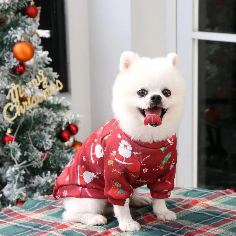 Big dog cat plus velvet Christmas vests spring, autumn and winter pet products