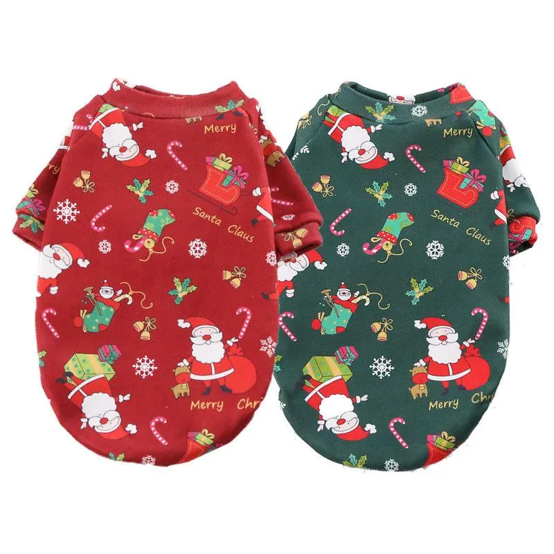 Big dog cat plus velvet Christmas vests spring, autumn and winter pet products