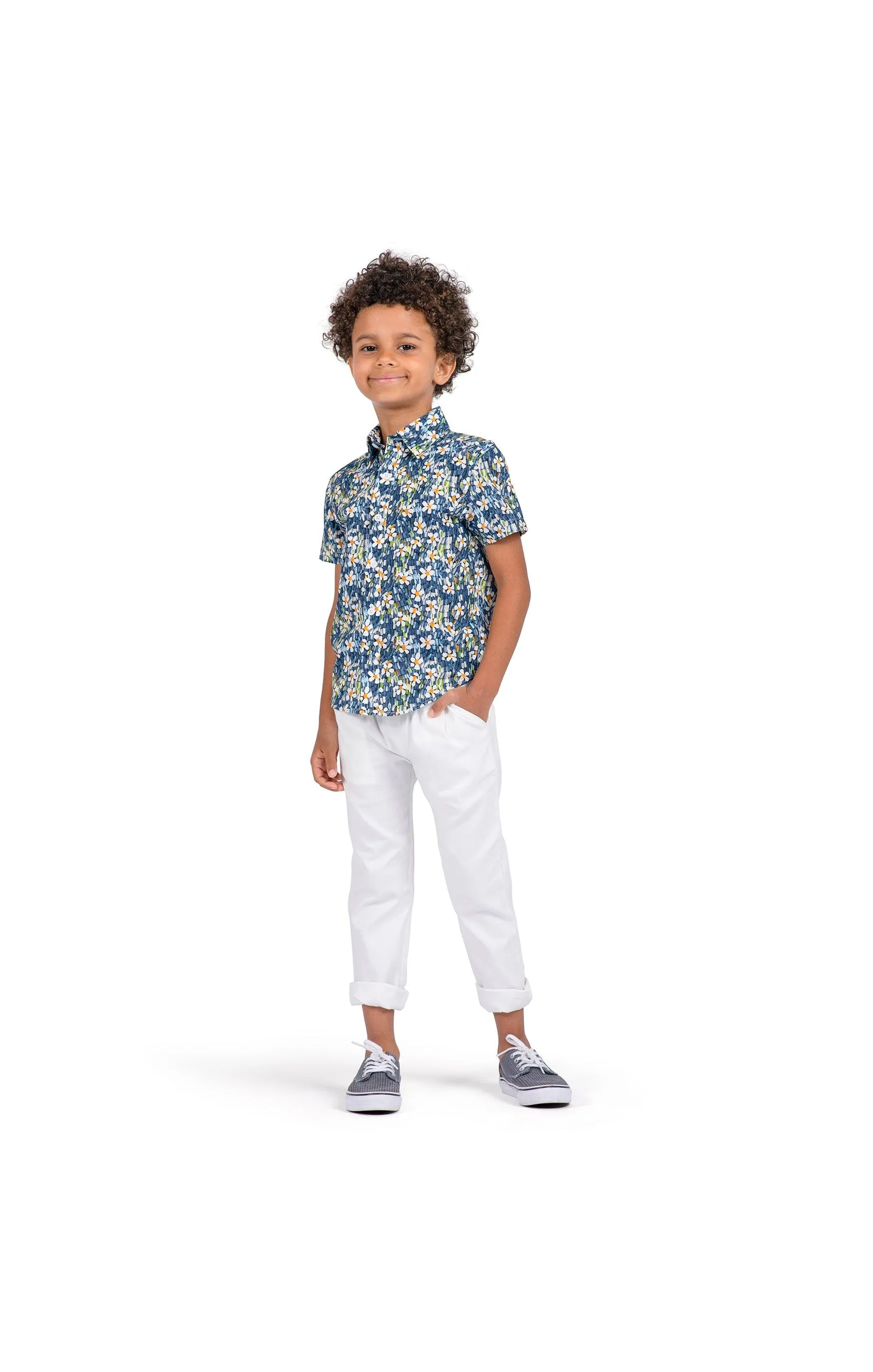Boys Tops | Navy Daisy Day Party Shirt | Appaman