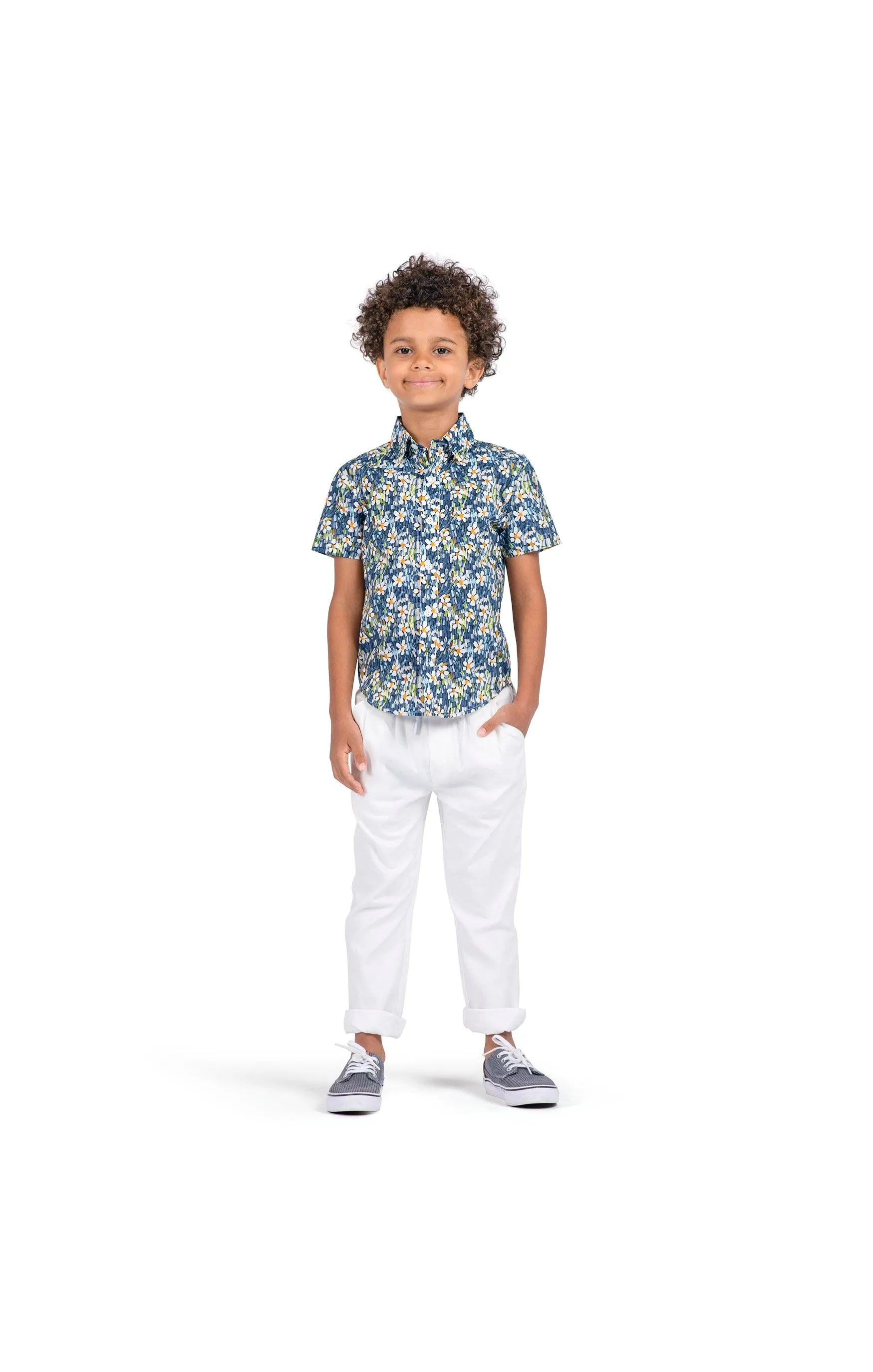 Boys Tops | Navy Daisy Day Party Shirt | Appaman