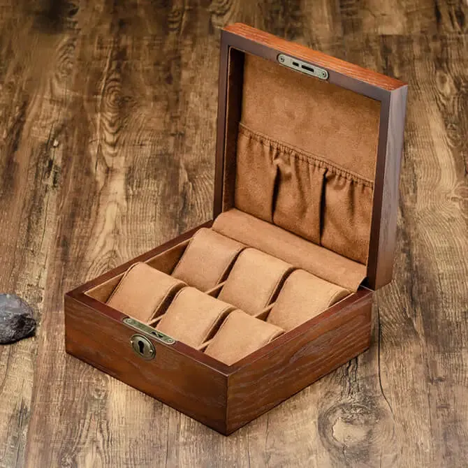 Brown Wooden Men's/Women's Watch Box-6 Slot