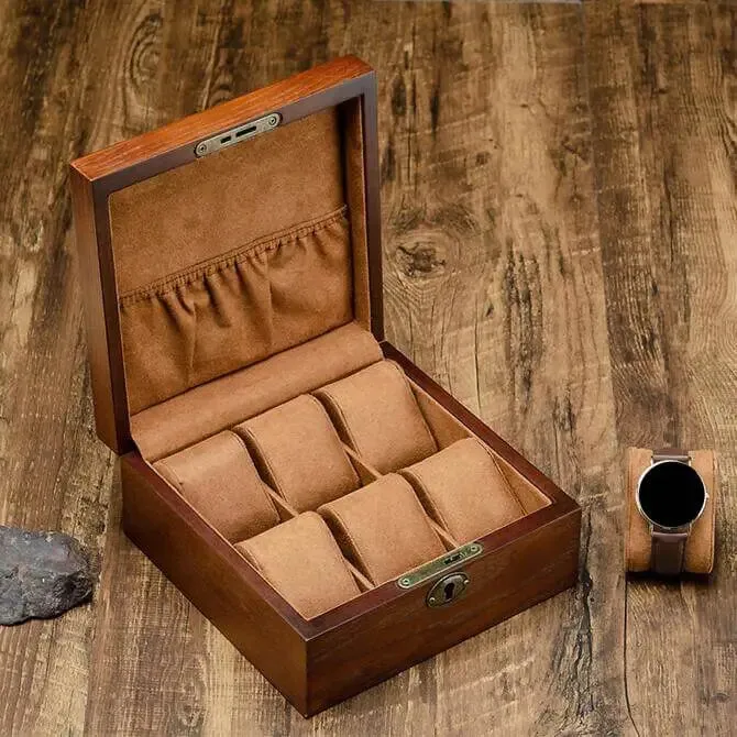 Brown Wooden Men's/Women's Watch Box-6 Slot