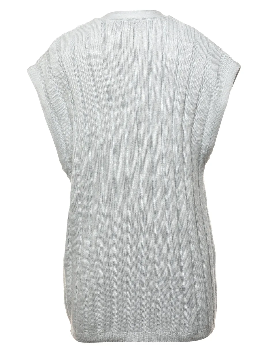 Button Front Sweater Vest - L