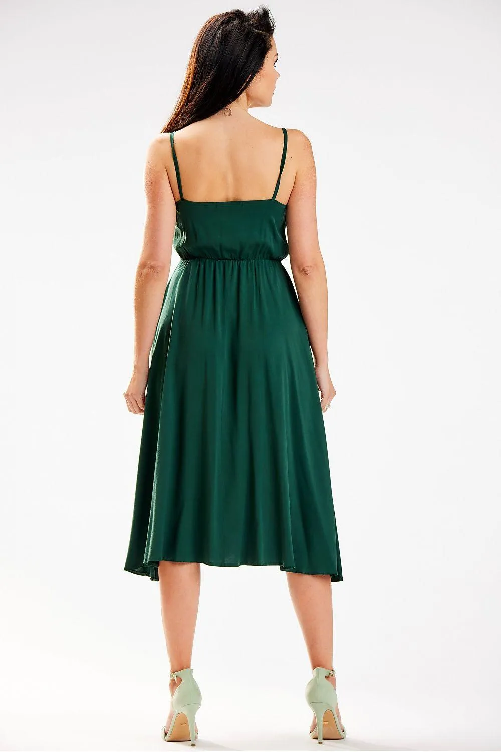 Chic Adjustable Strap Crinkled Midi Dress