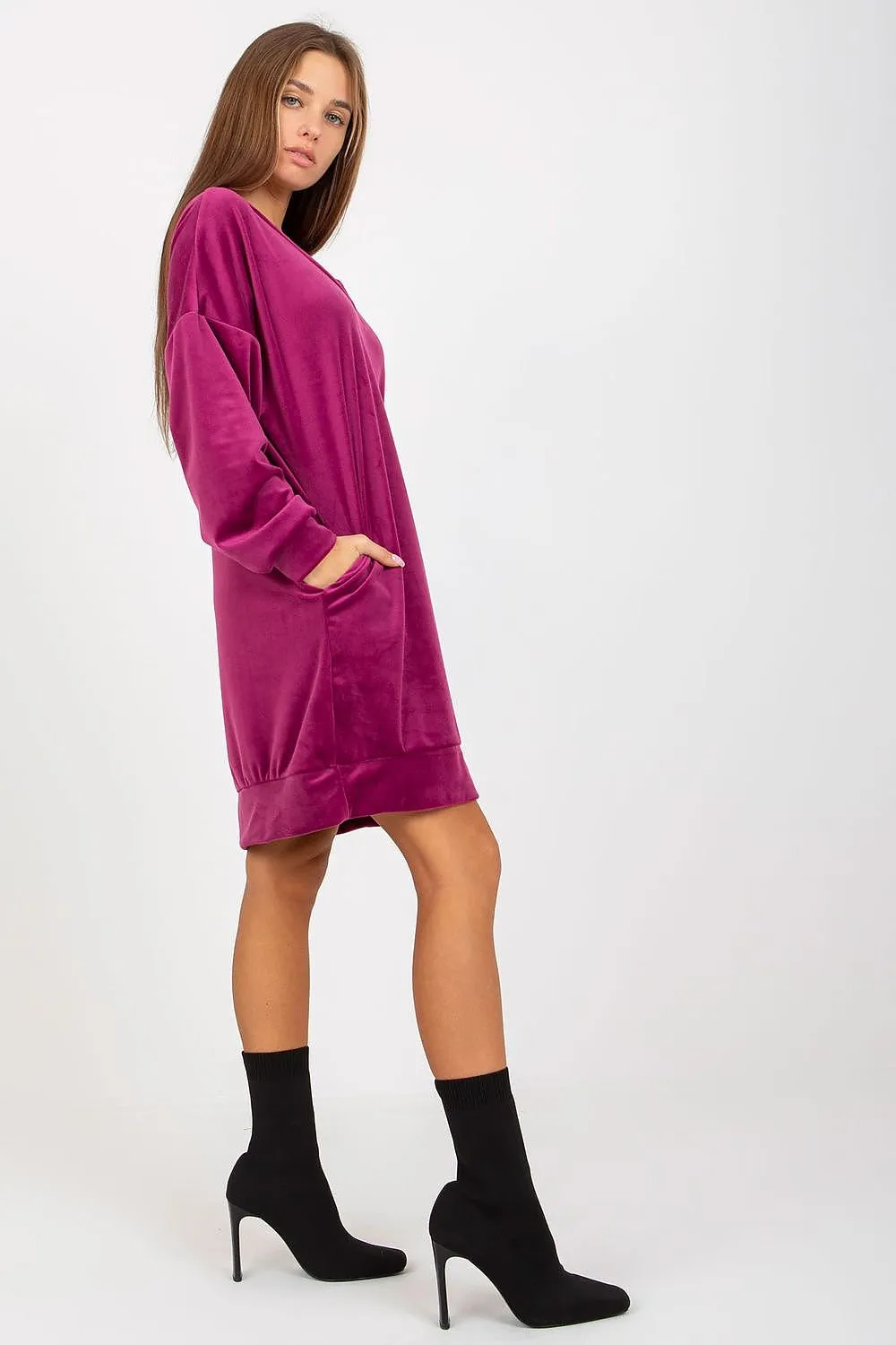Chic Velvet Heart Neckline Day Dress - Rue Paris Elegance