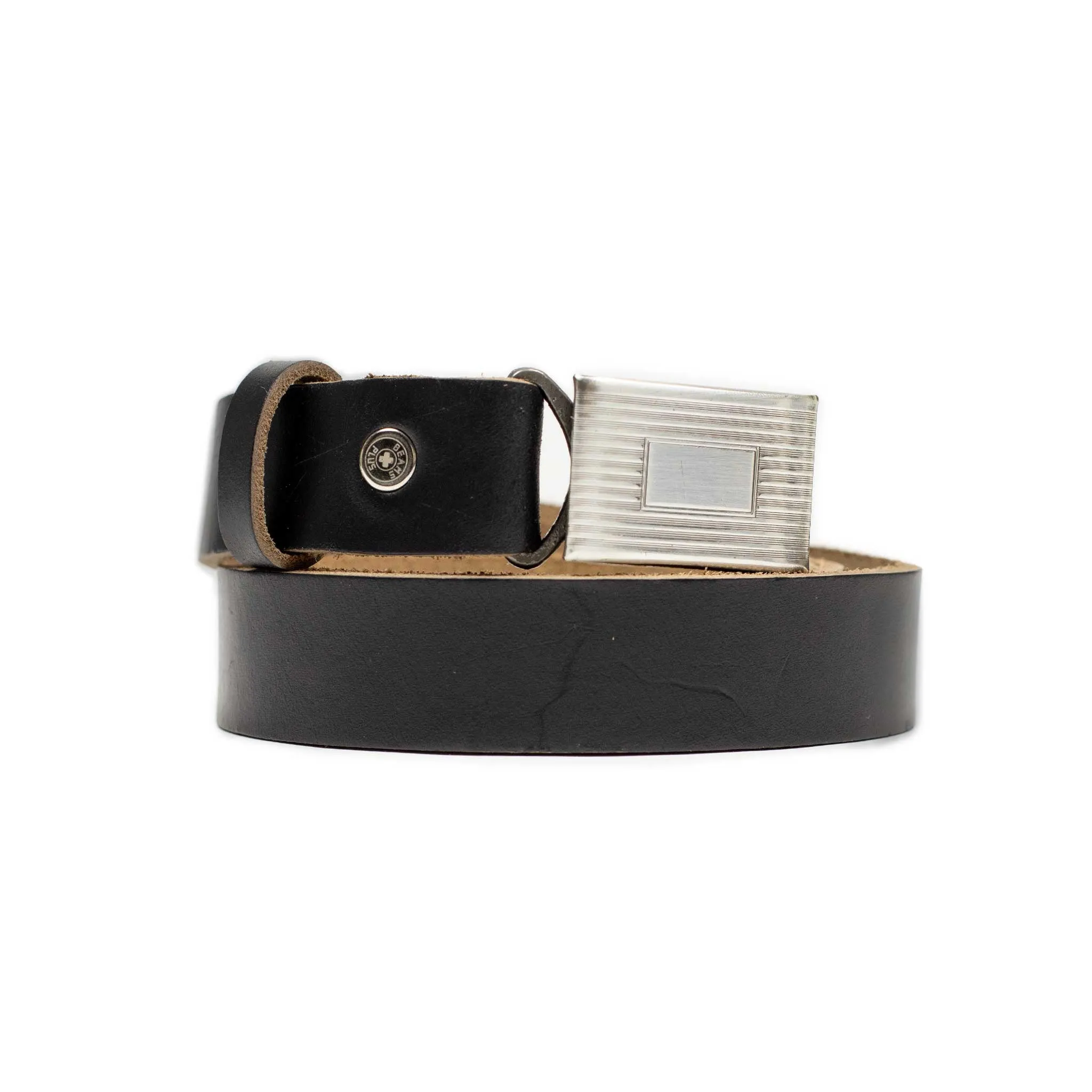 Classic Horween leather belt in Black with engine-turned plated buckle