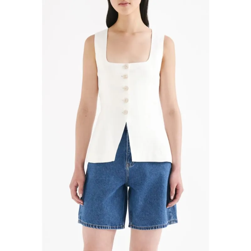Clio Linen Vest | Natural