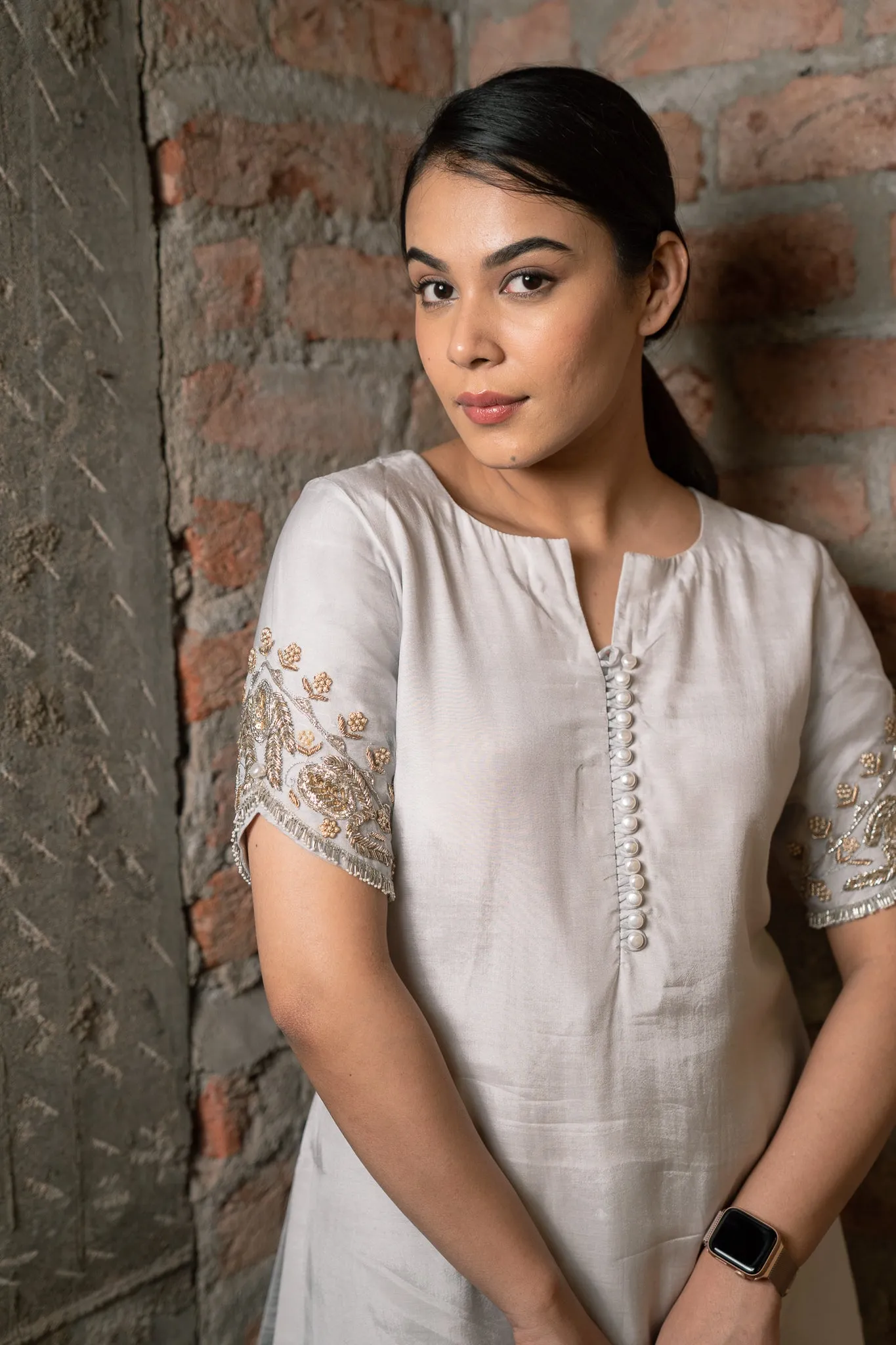 Cloud Blue Fringe Kurta