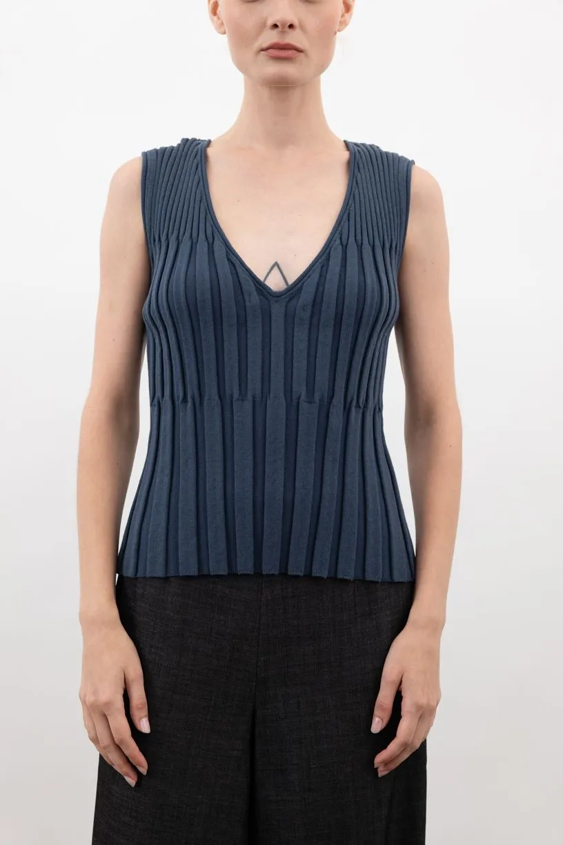 Cotton Step Rib Knit Reversible Tank - WALTINA