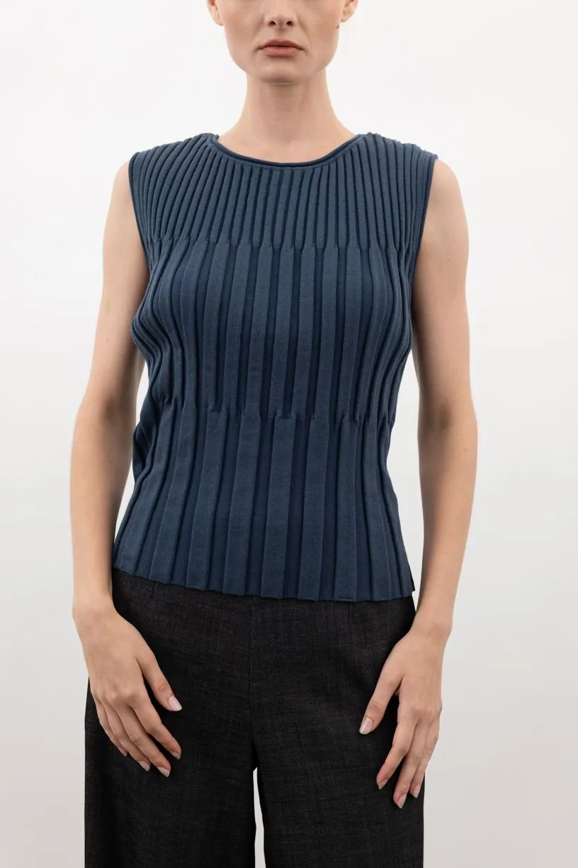 Cotton Step Rib Knit Reversible Tank - WALTINA