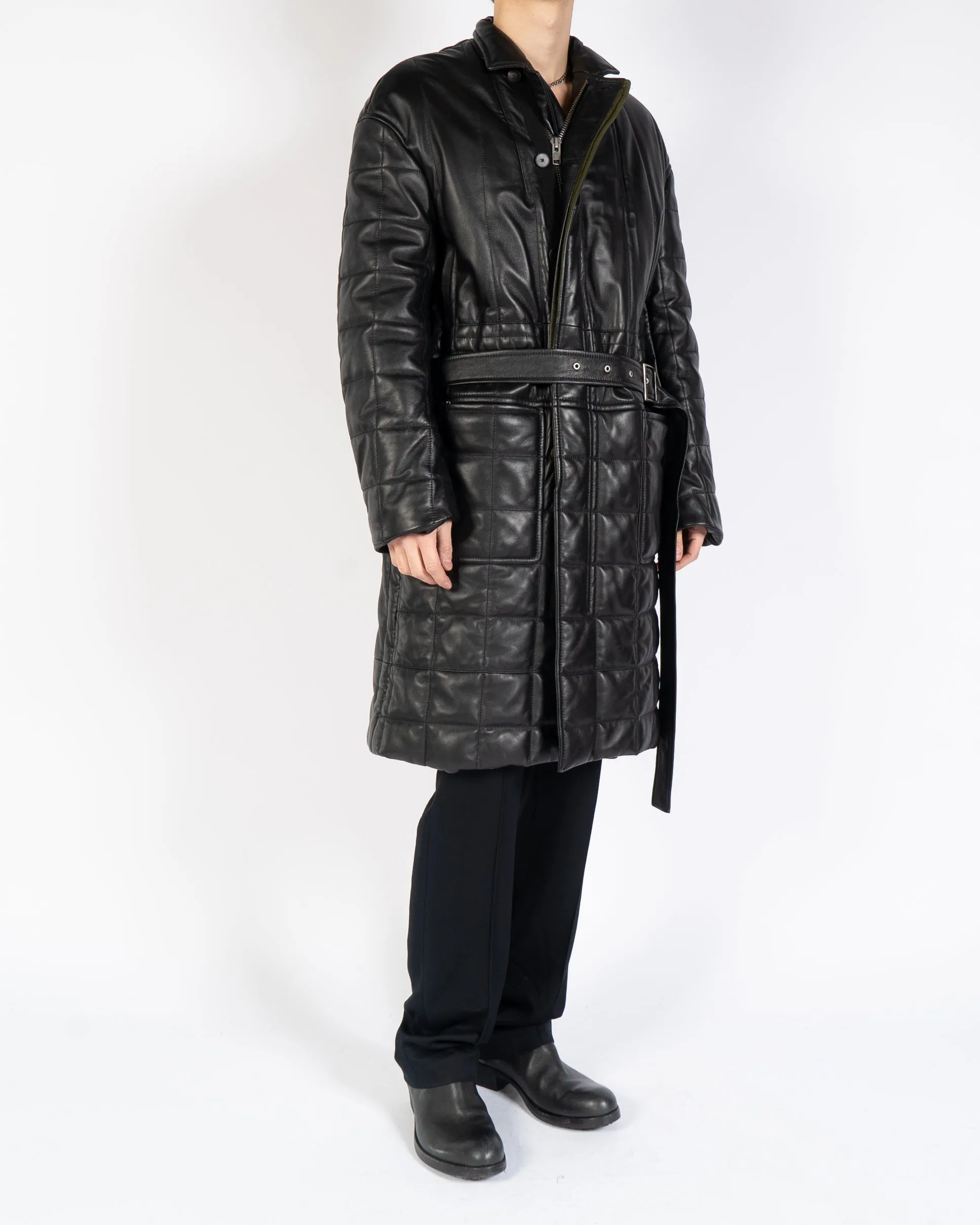 FW18 Check Embossed Heavy Leather Overcoat 1 of 1 Sample