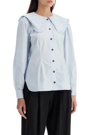 Ganni Poplin Shirt With Oversized Collar
