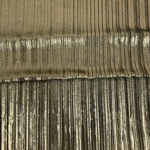 Gold Metallic Pleated Foil Polyester Spandex Fabric