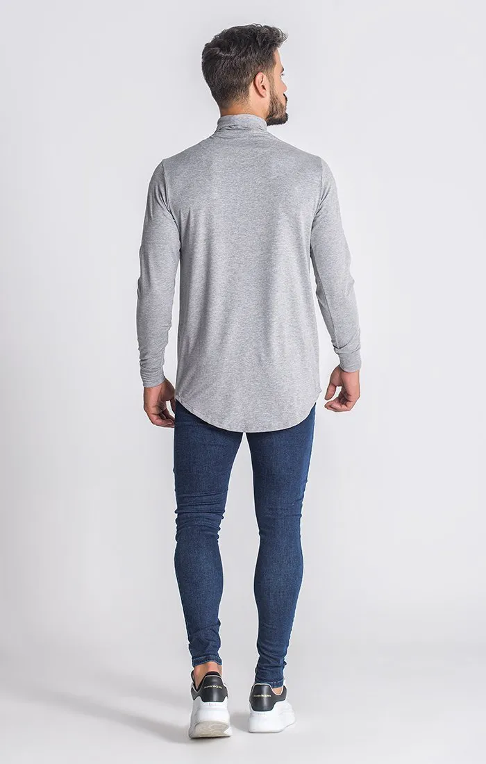 Grey Melange Core Turtleneck Long Sleeve Tee