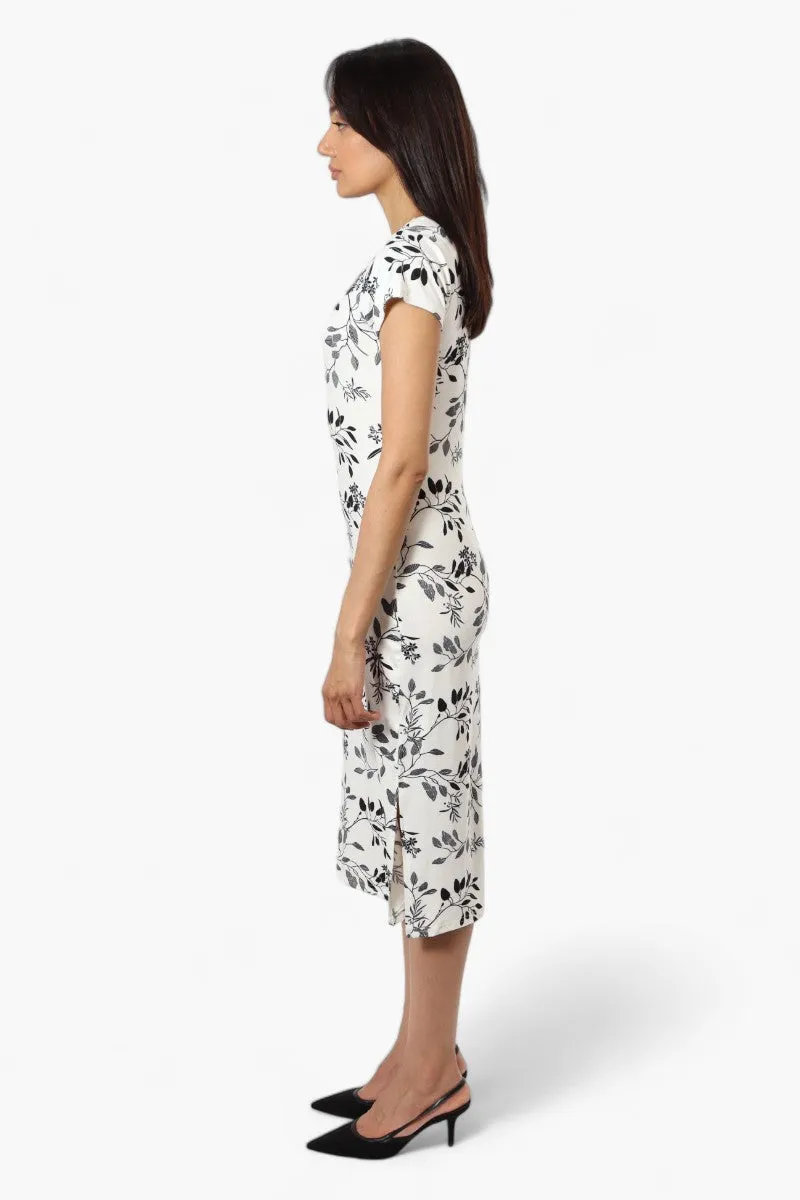 International INC Company Floral Cap Sleeve Midi Dress - White