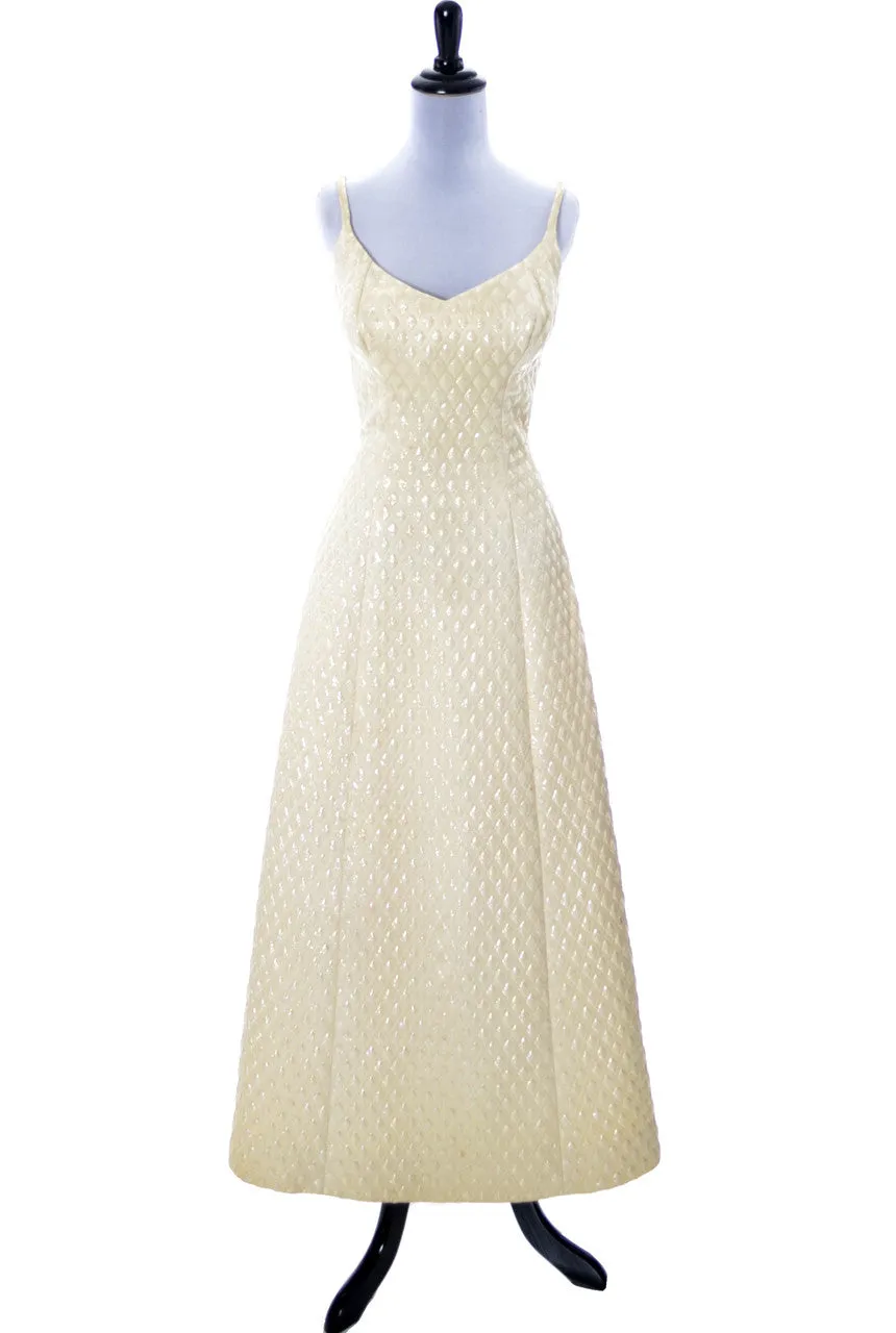 Jacques Heim Paris cream sparkle formal vintage designer dress