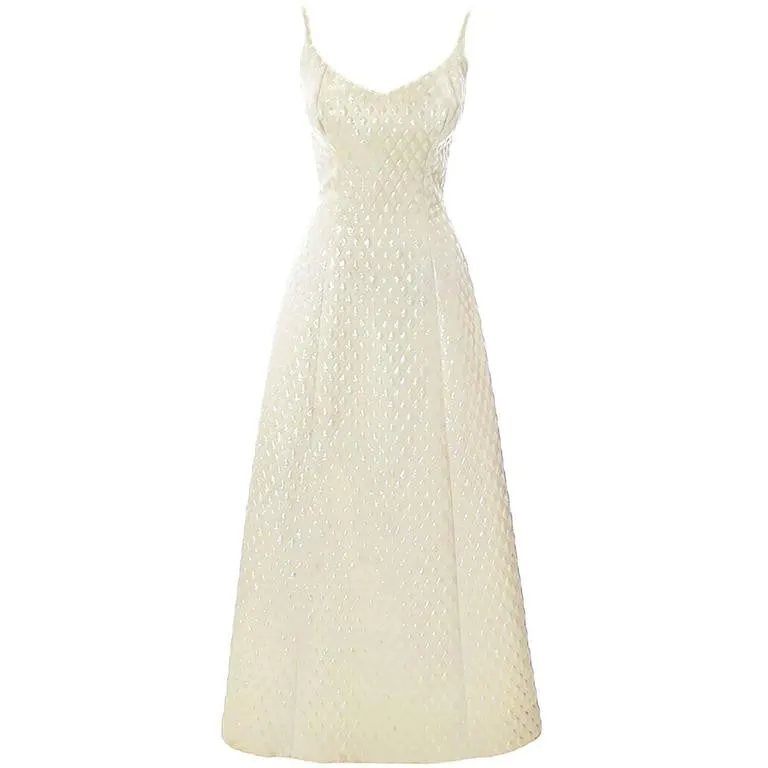Jacques Heim Paris cream sparkle formal vintage designer dress