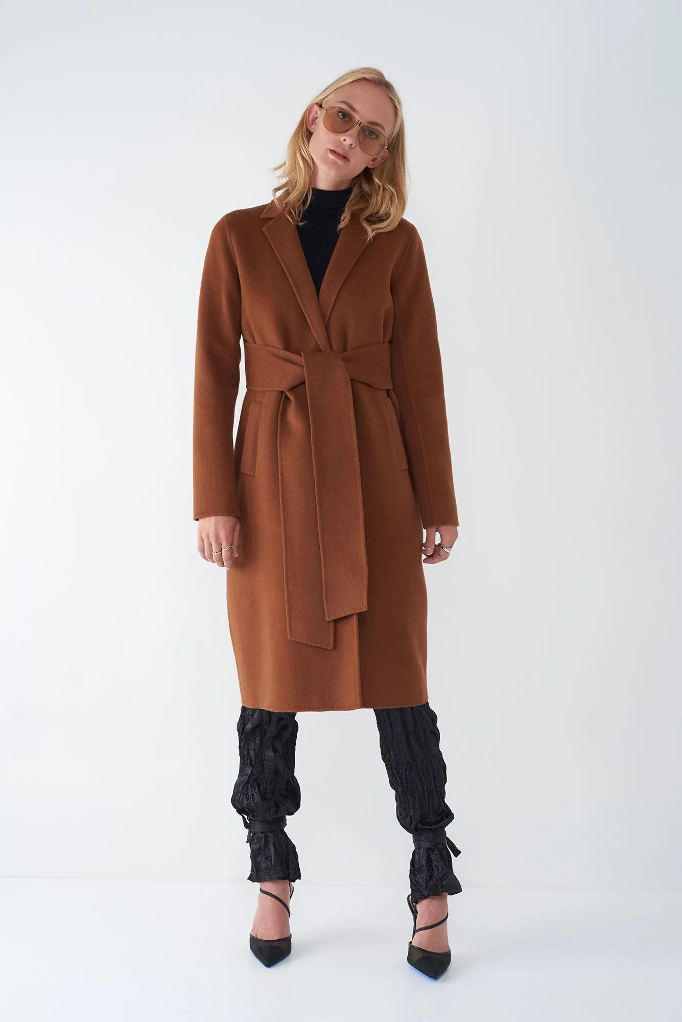JOIE TOBACCO - WOOL TIE FRONT COAT