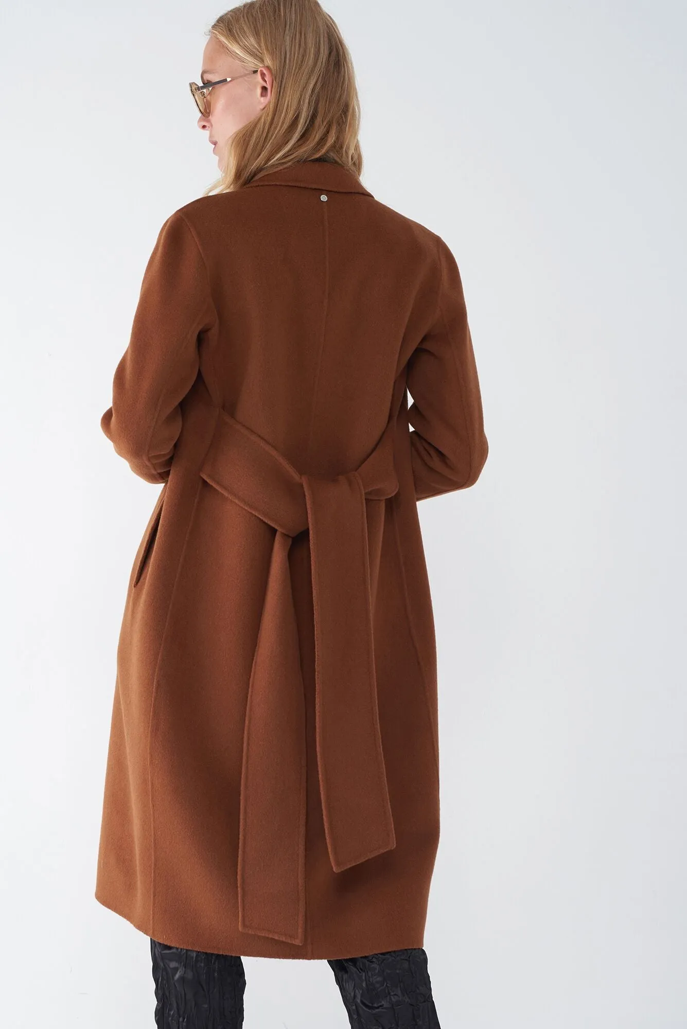 JOIE TOBACCO - WOOL TIE FRONT COAT