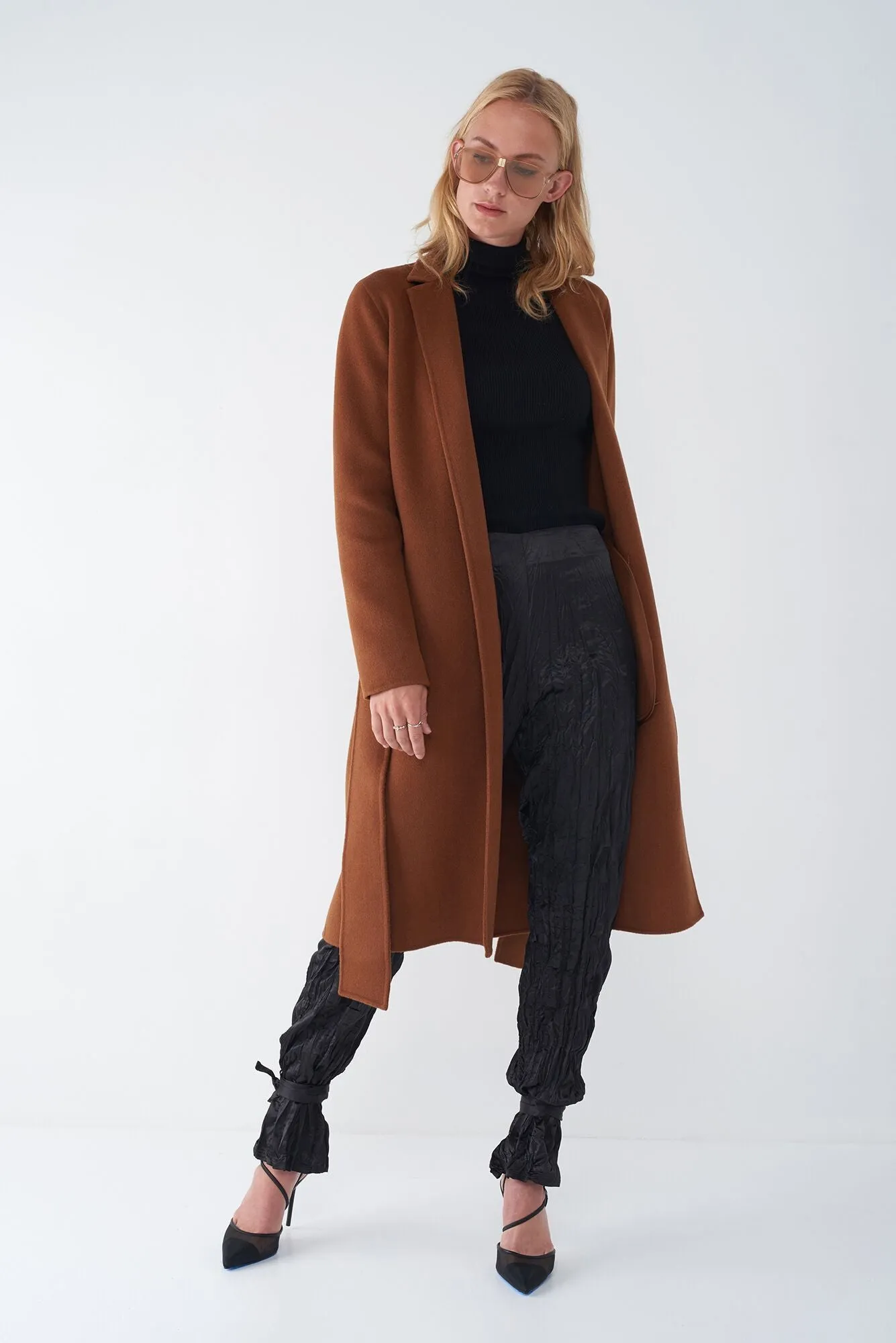 JOIE TOBACCO - WOOL TIE FRONT COAT