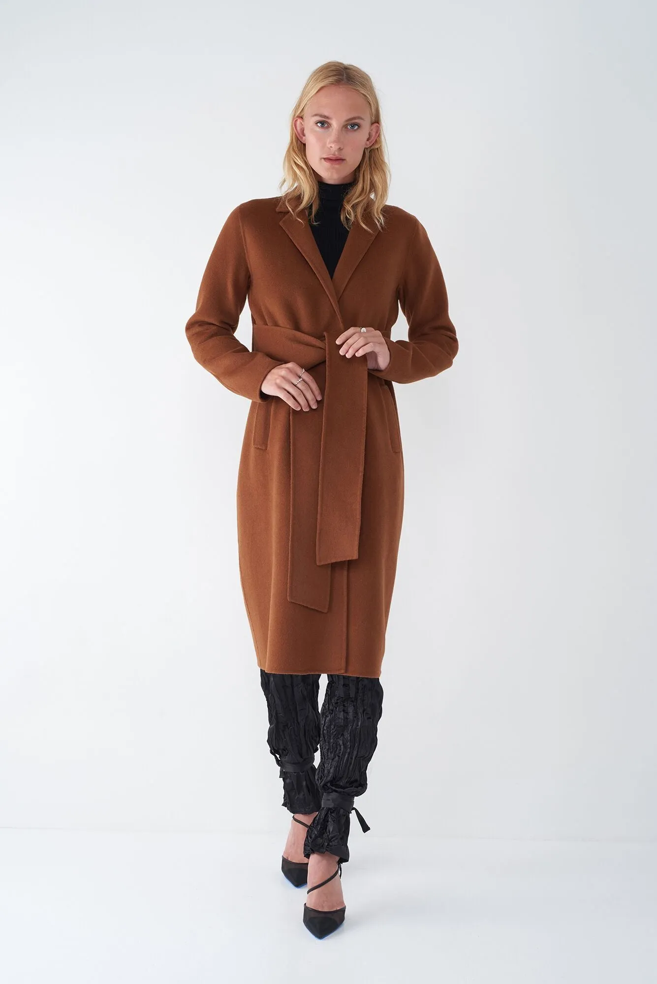 JOIE TOBACCO - WOOL TIE FRONT COAT