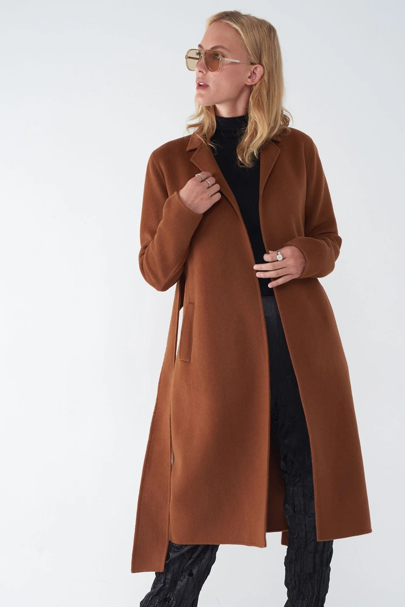 JOIE TOBACCO - WOOL TIE FRONT COAT