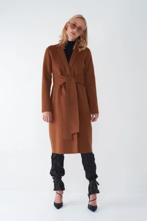 JOIE TOBACCO - WOOL TIE FRONT COAT