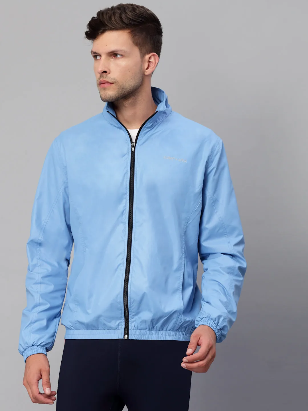 JUMP USA Men Sky Blue Rapid-Dry Solid Sporty Jackets