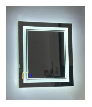 LAXMI Glass Shop Wall Mounted Led Touch Sensor Mirror with Aluminum Frame | LED Illuminated Modern Design Vanity Square Mirror for Bedroom, Bathroom & Makeup Room (24inch x 24inch)