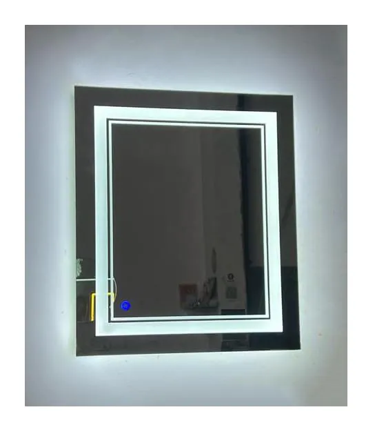 LAXMI Glass Shop Wall Mounted Led Touch Sensor Mirror with Aluminum Frame | LED Illuminated Modern Design Vanity Square Mirror for Bedroom, Bathroom & Makeup Room (24inch x 24inch)