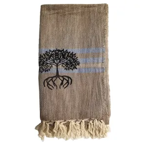 Linen Turkish Towel Pestemal Flower Pattern