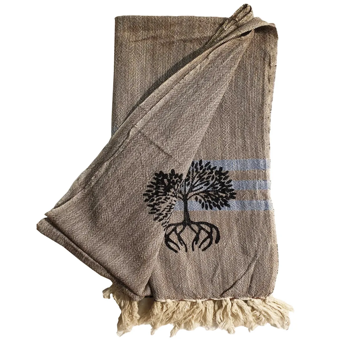 Linen Turkish Towel Pestemal Flower Pattern