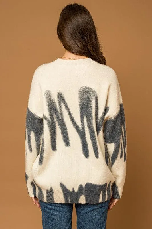Lucy Long Sleeve Spray Print Sweater