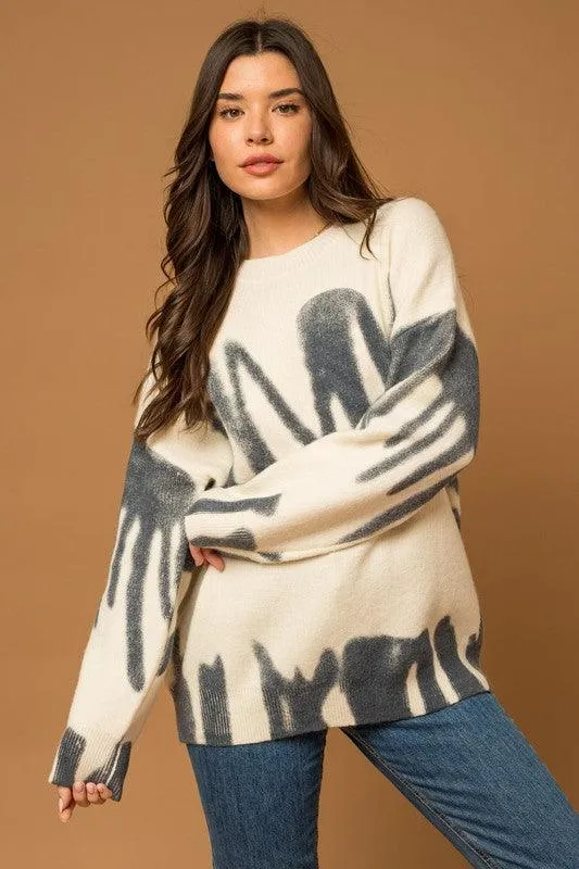 Lucy Long Sleeve Spray Print Sweater