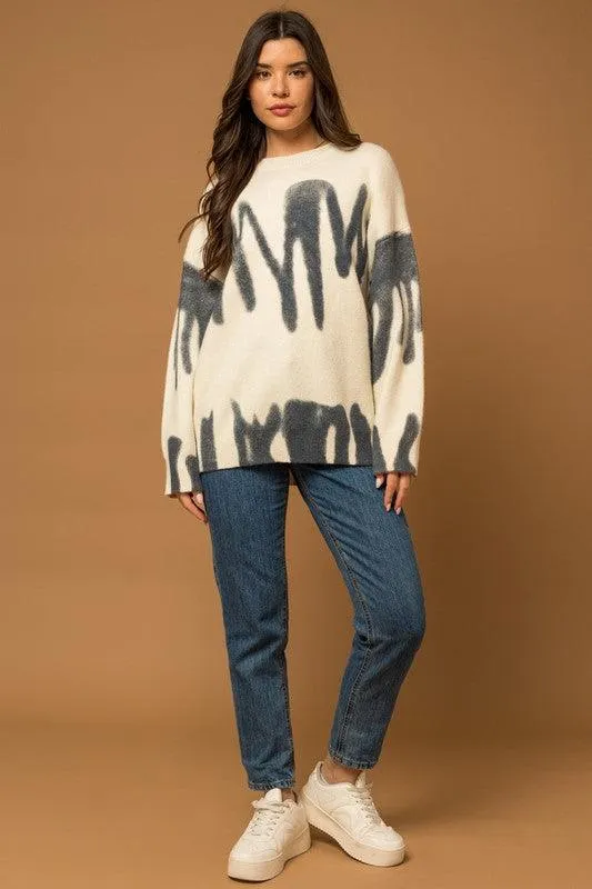 Lucy Long Sleeve Spray Print Sweater