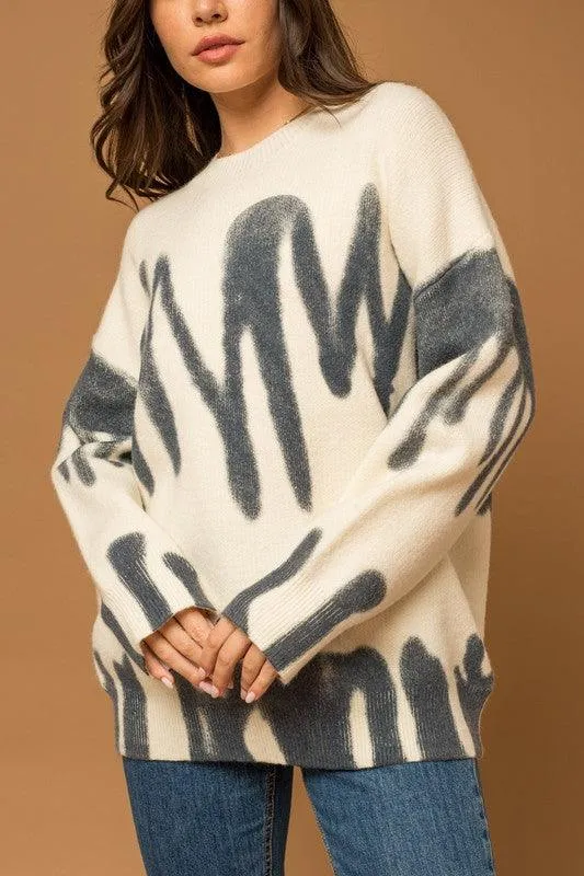 Lucy Long Sleeve Spray Print Sweater