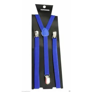 MEN ADJUSTABLE SLIM PRINTED BRACES TROUSER SUSPENDERS (Royal Blue)