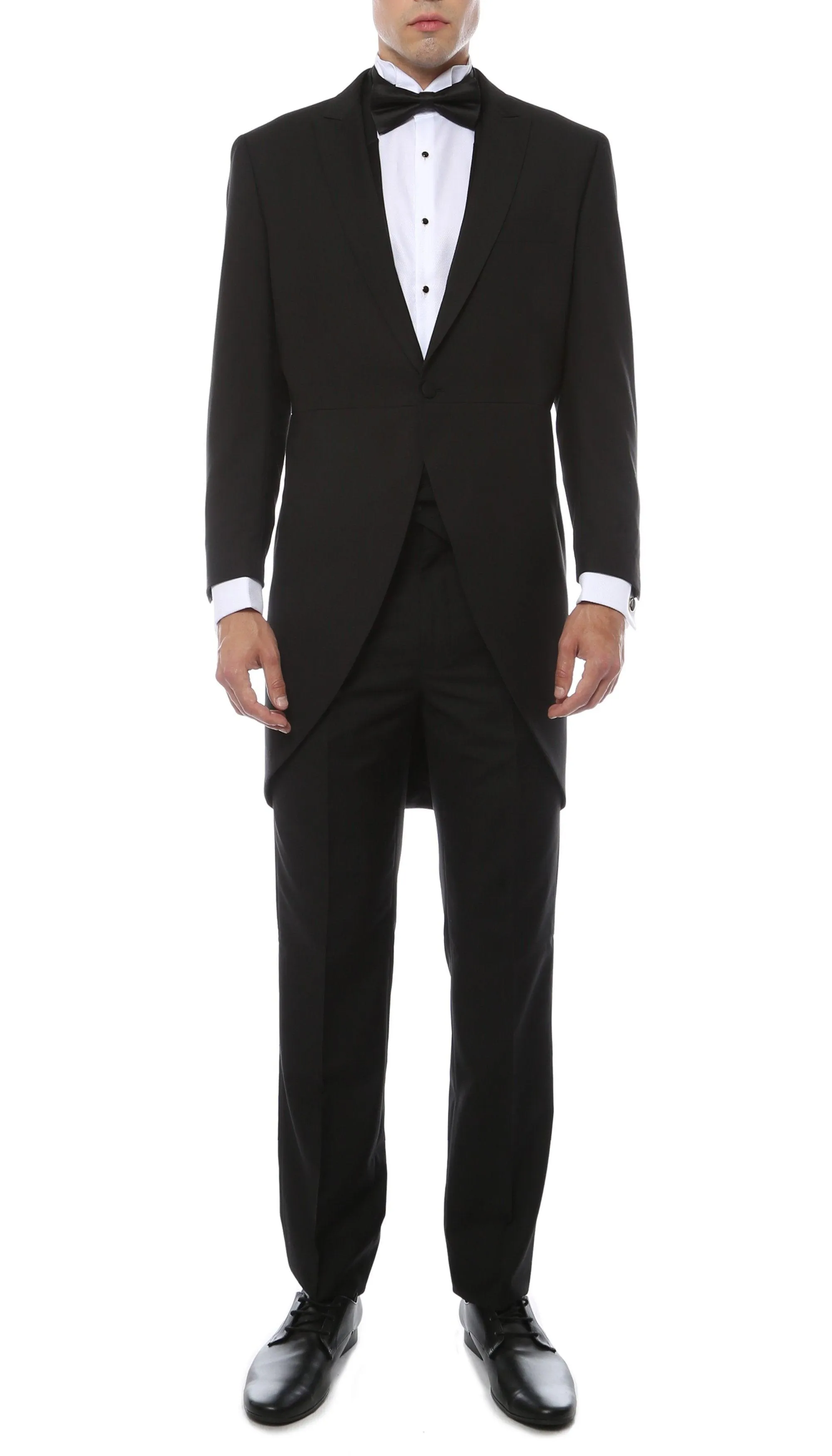 Mens Black Cutaway Regular Fit 2 Piece Tuxedo Suit