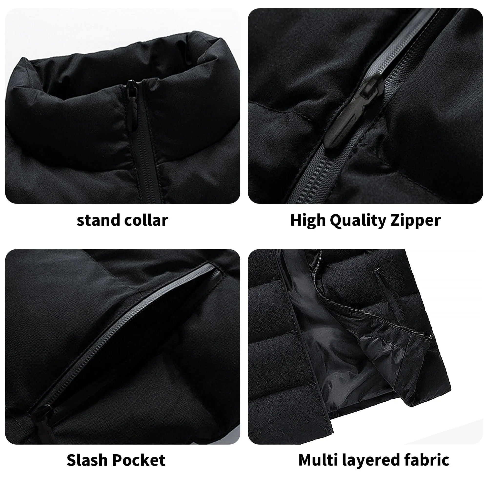 Mens Rugged American Flag Zip Up Puffer Vest