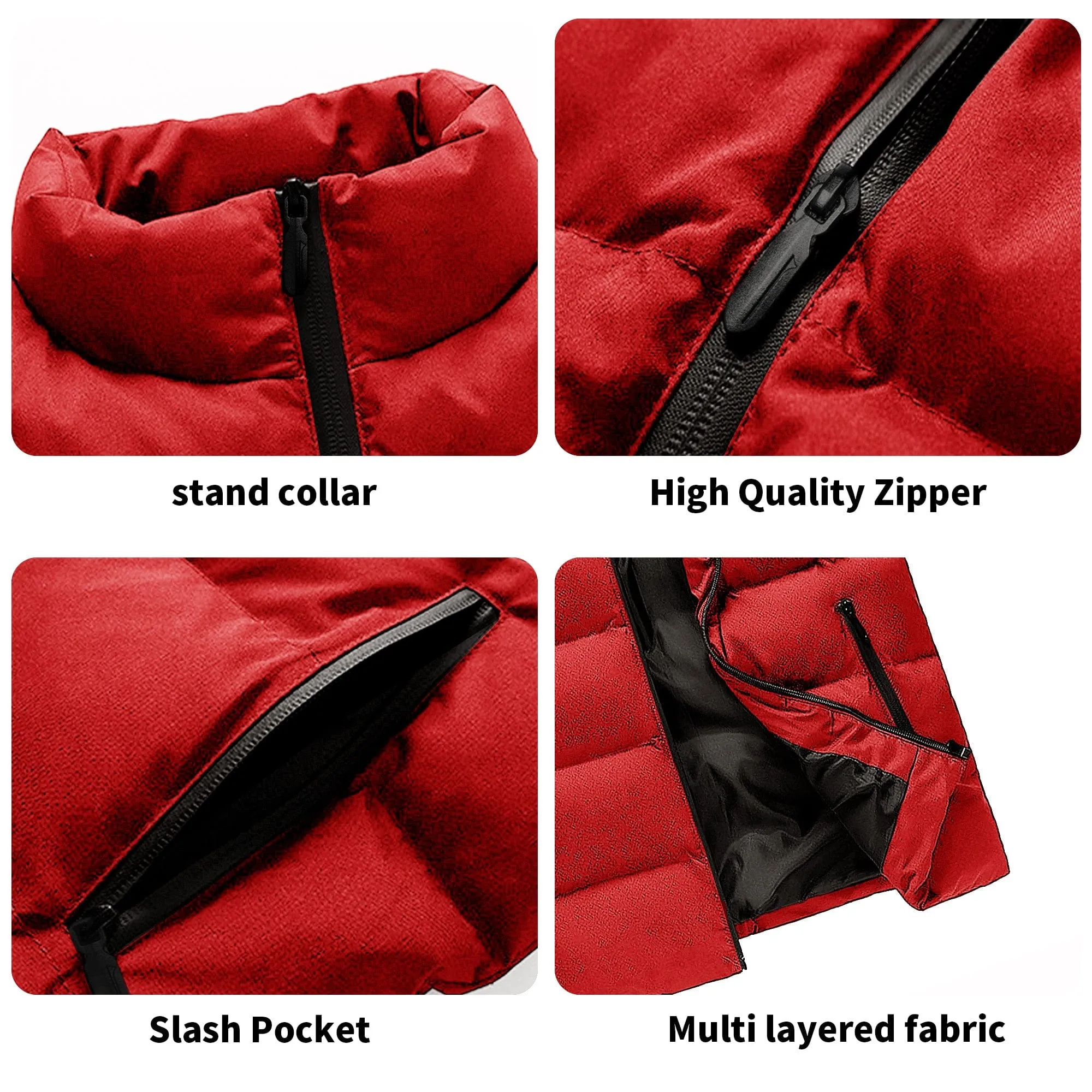 Mens Rugged American Flag Zip Up Puffer Vest