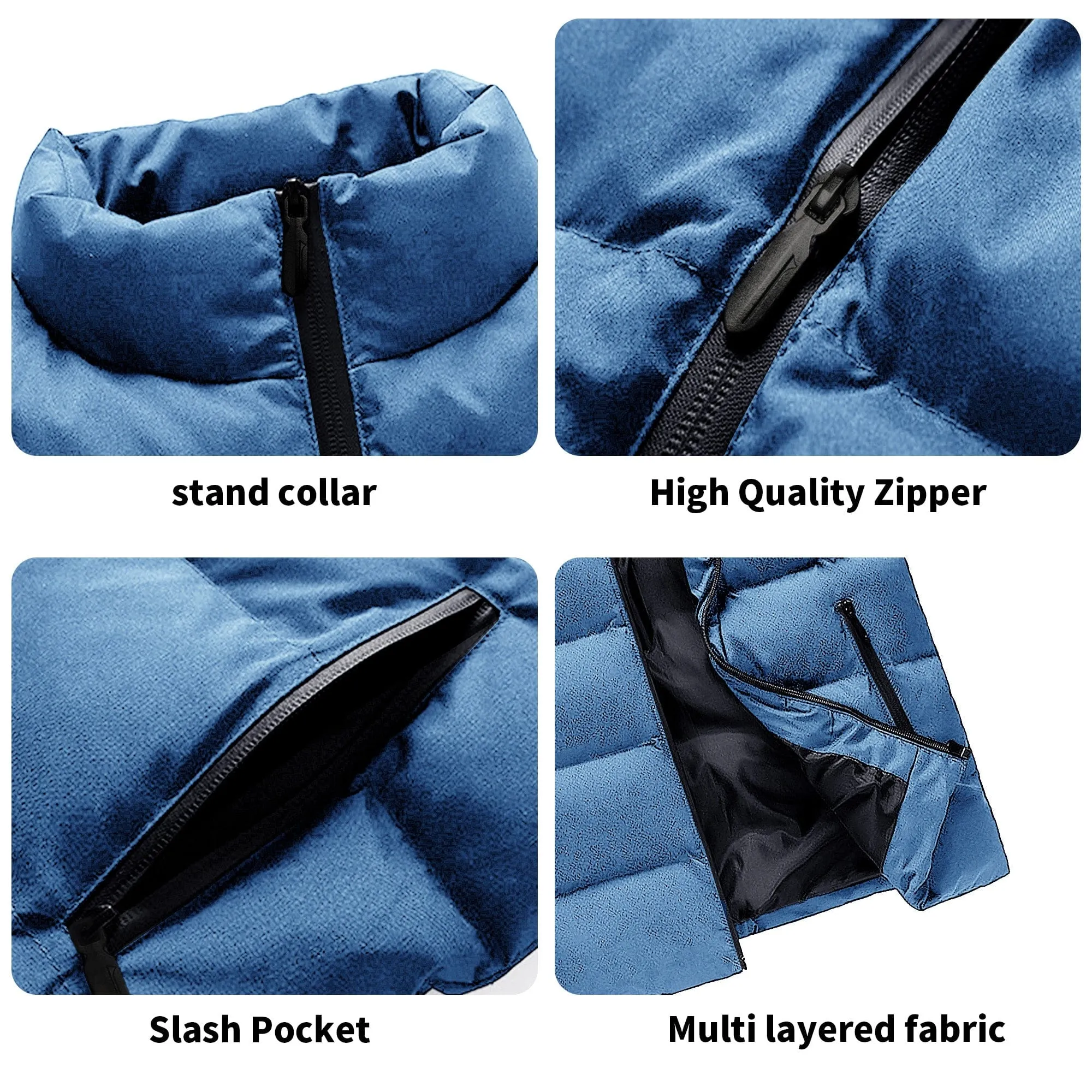 Mens Rugged American Flag Zip Up Puffer Vest