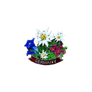 Oktoberfest German Alpine Flowers Metal Hat Pin with "Germany" Banner
