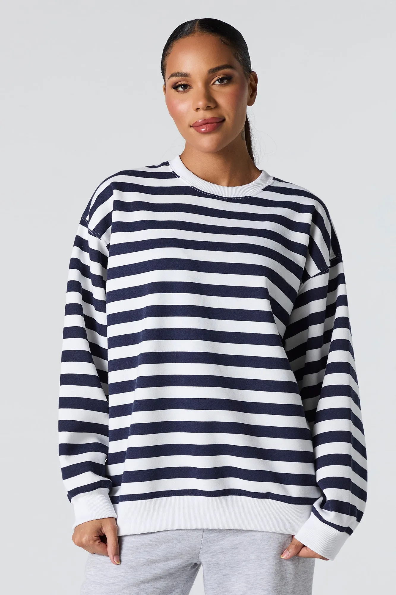 Oversized Solid Fleece Sweatshirt